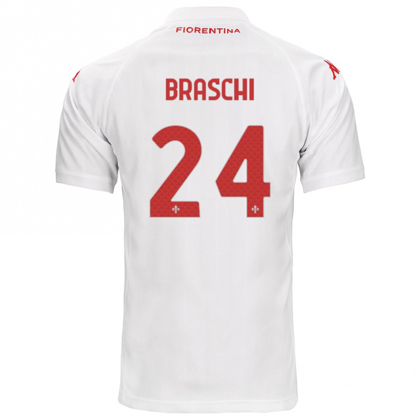 Kinder Fußball Riccardo Braschi #24 Weiß Auswärtstrikot Trikot 2024/25 T-Shirt Luxemburg