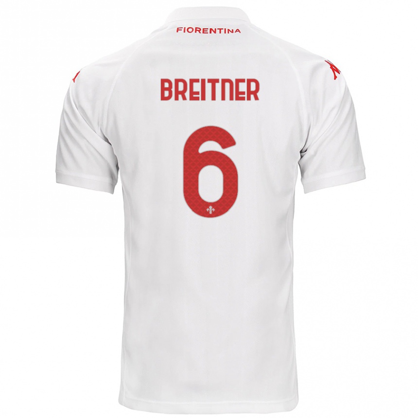 Kinder Fußball Stephanie Breitner #6 Weiß Auswärtstrikot Trikot 2024/25 T-Shirt Luxemburg