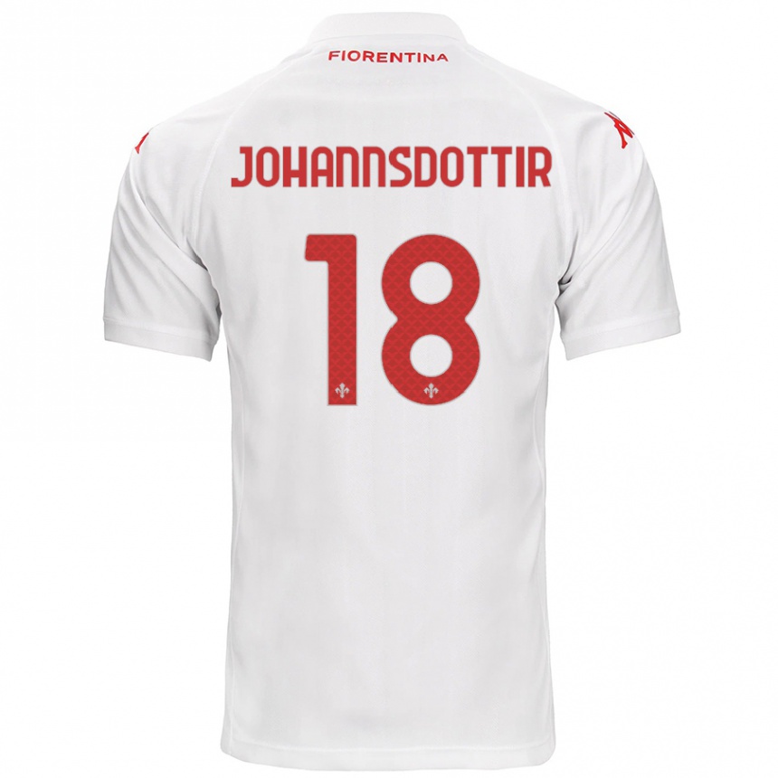 Kinder Fußball Alexandra Jóhannsdóttir #18 Weiß Auswärtstrikot Trikot 2024/25 T-Shirt Luxemburg