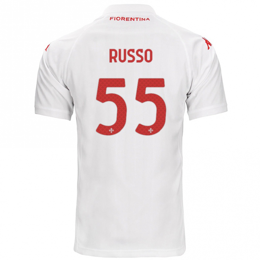 Kinder Fußball Federica Russo #55 Weiß Auswärtstrikot Trikot 2024/25 T-Shirt Luxemburg