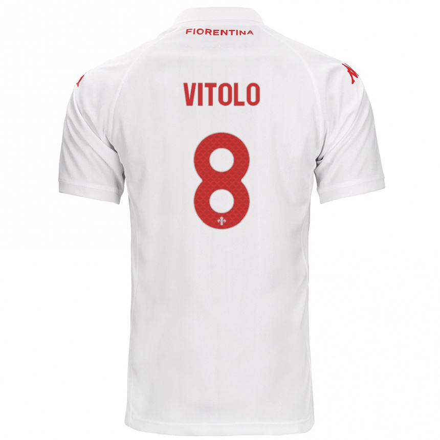 Kinder Fußball Federico Vitolo #8 Weiß Auswärtstrikot Trikot 2024/25 T-Shirt Luxemburg