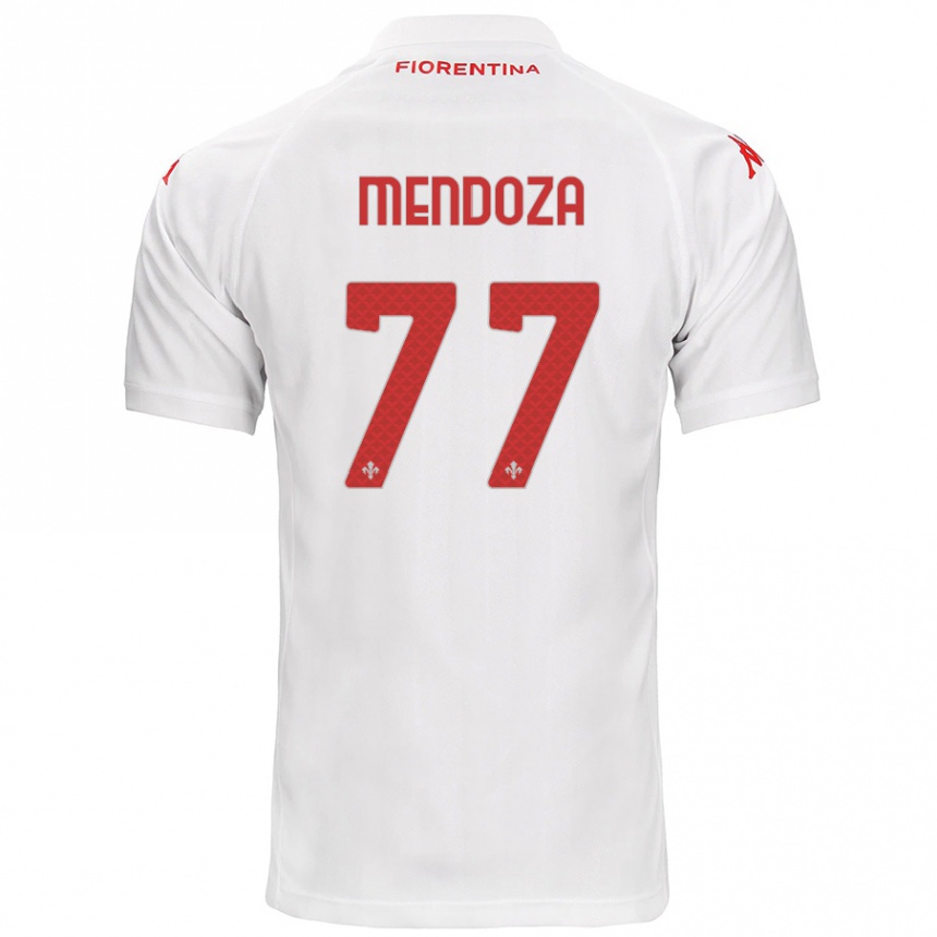 Kinder Fußball William Mendoza #77 Weiß Auswärtstrikot Trikot 2024/25 T-Shirt Luxemburg