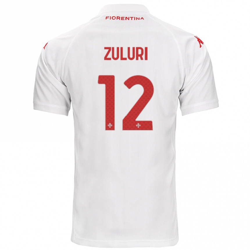 Kinder Fußball Athena Zuluri #12 Weiß Auswärtstrikot Trikot 2024/25 T-Shirt Luxemburg