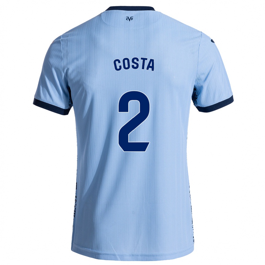 Kinder Fußball Logan Costa #2 Himmelblau Auswärtstrikot Trikot 2024/25 T-Shirt Luxemburg