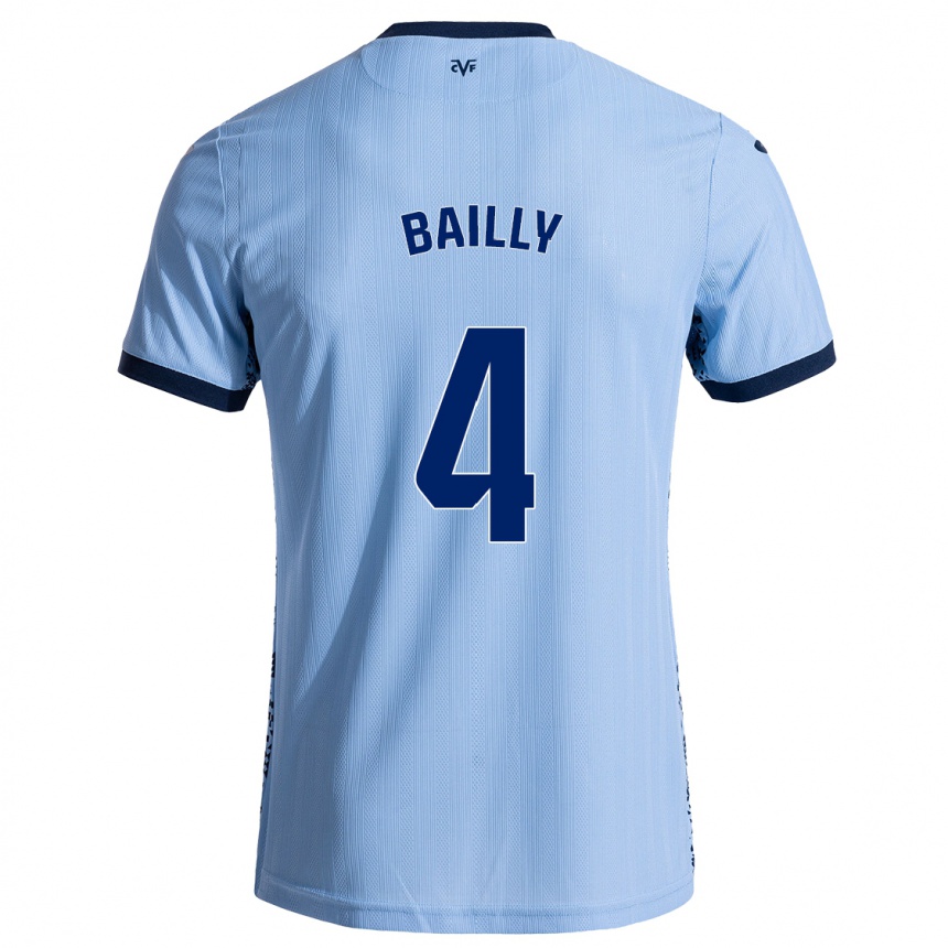 Kinder Fußball Eric Bailly #4 Himmelblau Auswärtstrikot Trikot 2024/25 T-Shirt Luxemburg