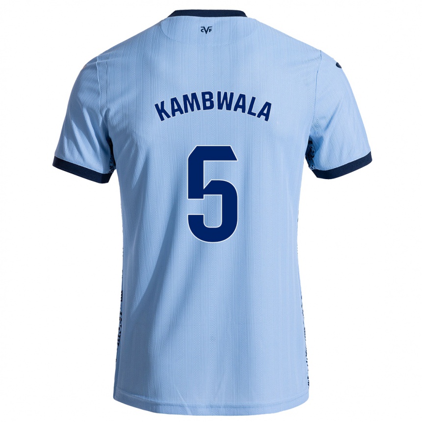 Kinder Fußball Willy Kambwala #5 Himmelblau Auswärtstrikot Trikot 2024/25 T-Shirt Luxemburg