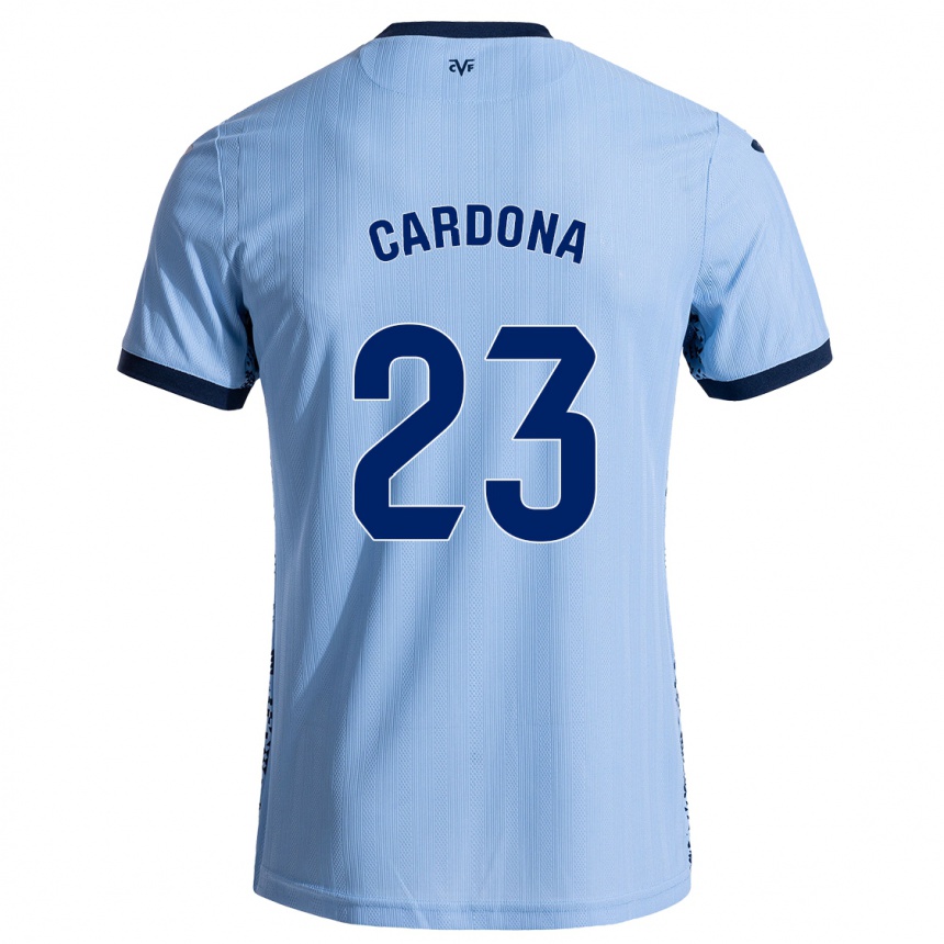 Kinder Fußball Sergi Cardona #23 Himmelblau Auswärtstrikot Trikot 2024/25 T-Shirt Luxemburg