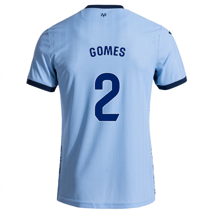 Kinder Fußball Vique Gomes #2 Himmelblau Auswärtstrikot Trikot 2024/25 T-Shirt Luxemburg