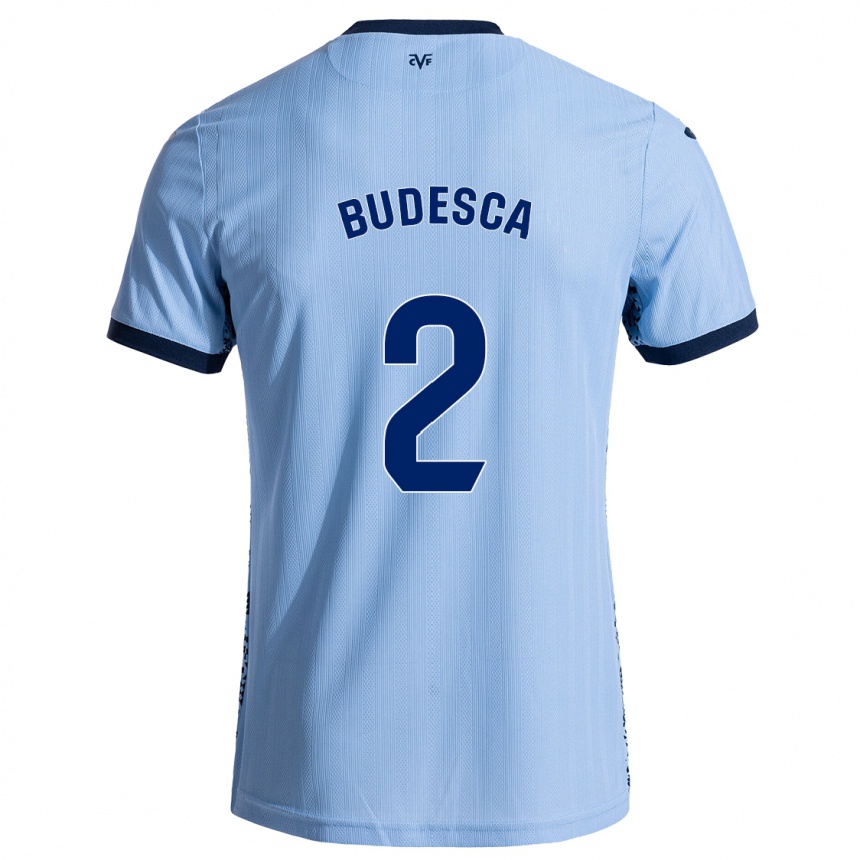 Kinder Fußball Daniel Budesca #2 Himmelblau Auswärtstrikot Trikot 2024/25 T-Shirt Luxemburg