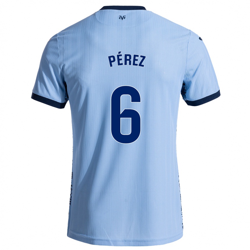 Kinder Fußball Hugo Pérez #6 Himmelblau Auswärtstrikot Trikot 2024/25 T-Shirt Luxemburg