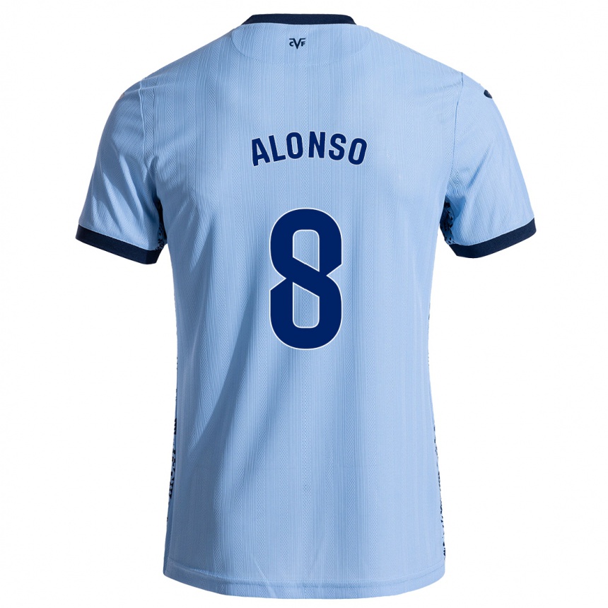 Kinder Fußball Rodri Alonso #8 Himmelblau Auswärtstrikot Trikot 2024/25 T-Shirt Luxemburg