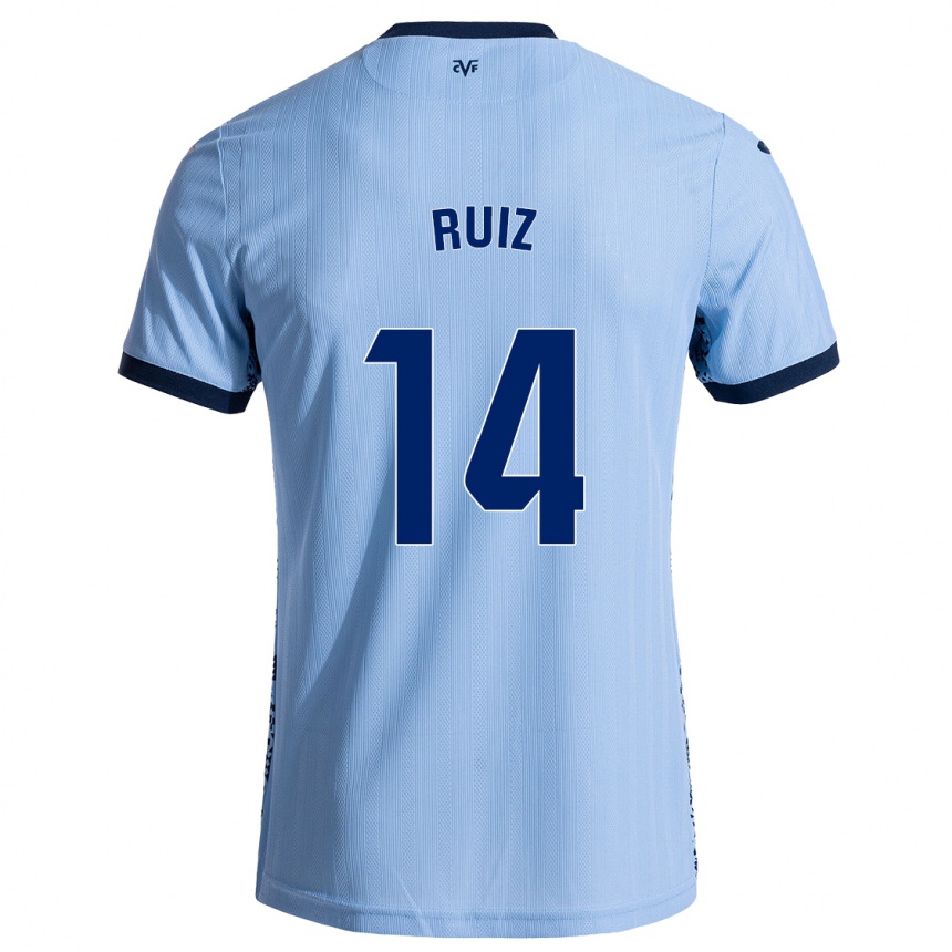 Kinder Fußball Adri Ruiz #14 Himmelblau Auswärtstrikot Trikot 2024/25 T-Shirt Luxemburg