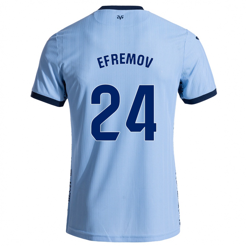 Kinder Fußball Anton Efremov #24 Himmelblau Auswärtstrikot Trikot 2024/25 T-Shirt Luxemburg