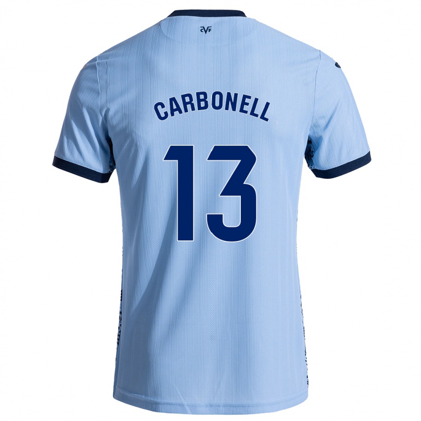 Kinder Fußball Carmen Carbonell #13 Himmelblau Auswärtstrikot Trikot 2024/25 T-Shirt Luxemburg