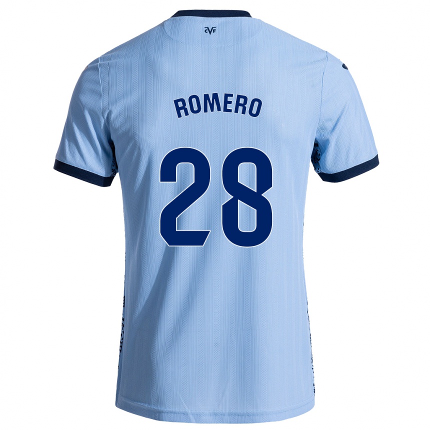 Kinder Fußball María Romero #28 Himmelblau Auswärtstrikot Trikot 2024/25 T-Shirt Luxemburg