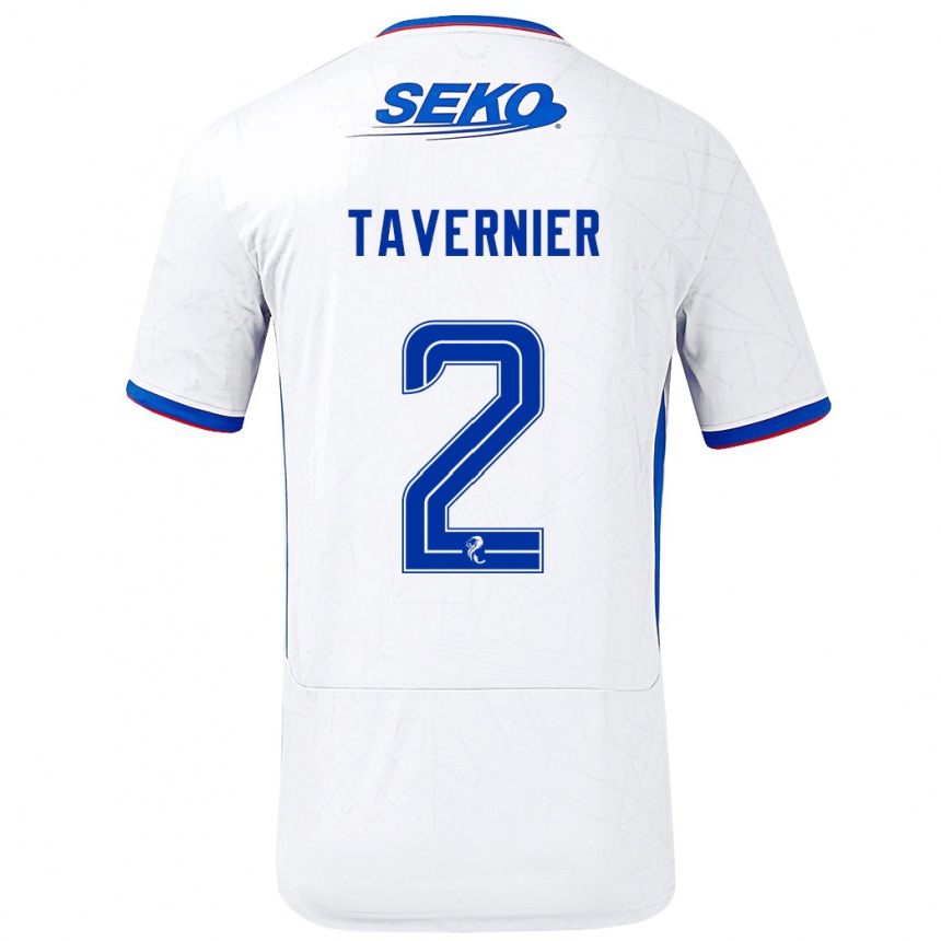 Kinder Fußball James Tavernier #2 Weiß Blau Auswärtstrikot Trikot 2024/25 T-Shirt Luxemburg