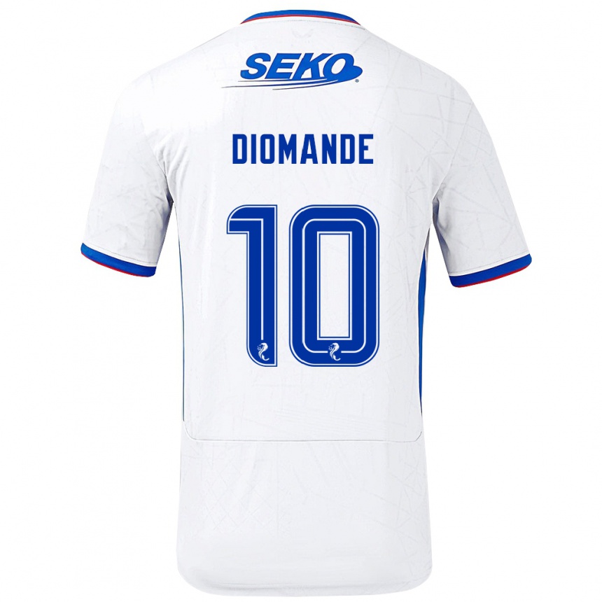 Kinder Fußball Mohamed Diomandé #10 Weiß Blau Auswärtstrikot Trikot 2024/25 T-Shirt Luxemburg