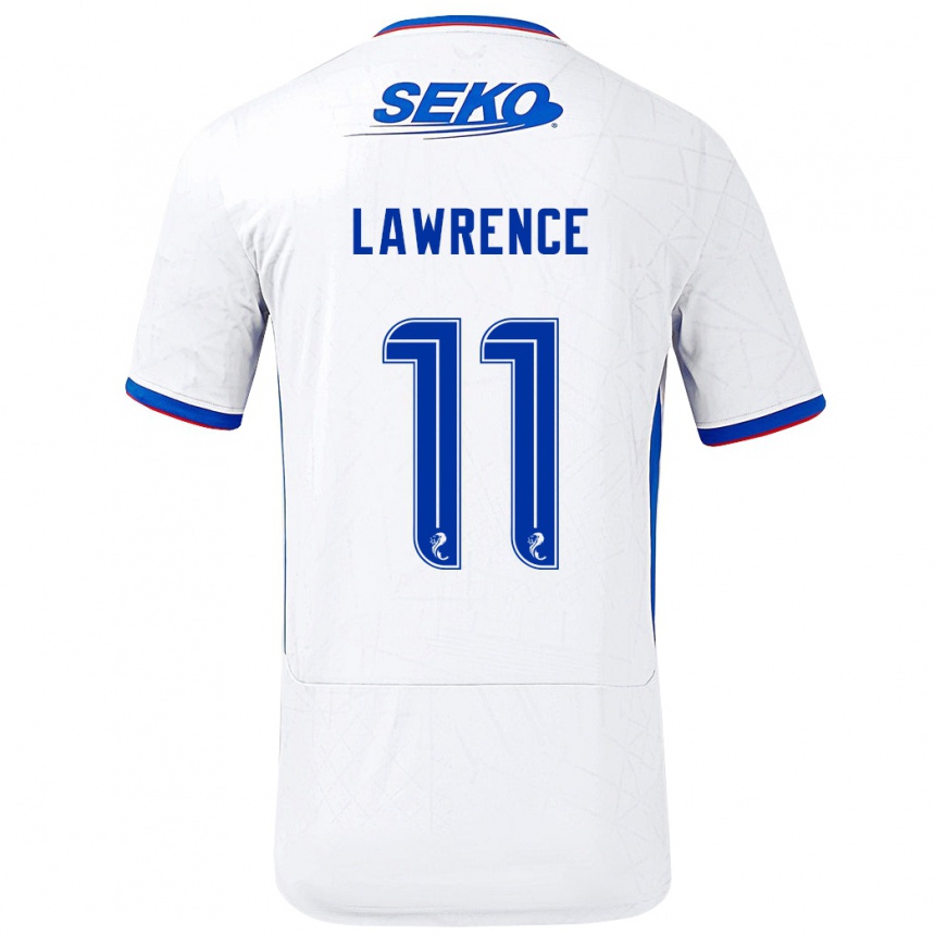 Kinder Fußball Tom Lawrence #11 Weiß Blau Auswärtstrikot Trikot 2024/25 T-Shirt Luxemburg