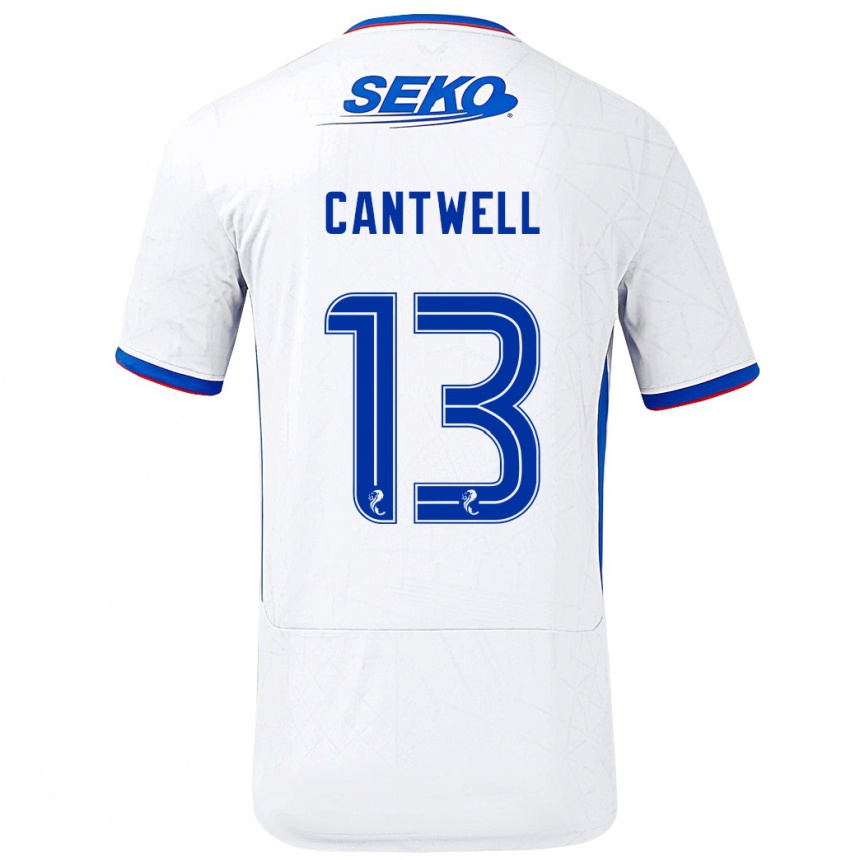 Kinder Fußball Todd Cantwell #13 Weiß Blau Auswärtstrikot Trikot 2024/25 T-Shirt Luxemburg