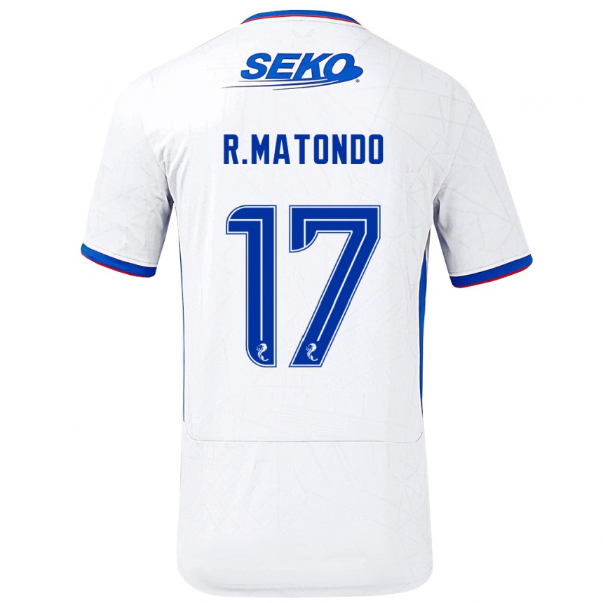 Kinder Fußball Rabbi Matondo #17 Weiß Blau Auswärtstrikot Trikot 2024/25 T-Shirt Luxemburg