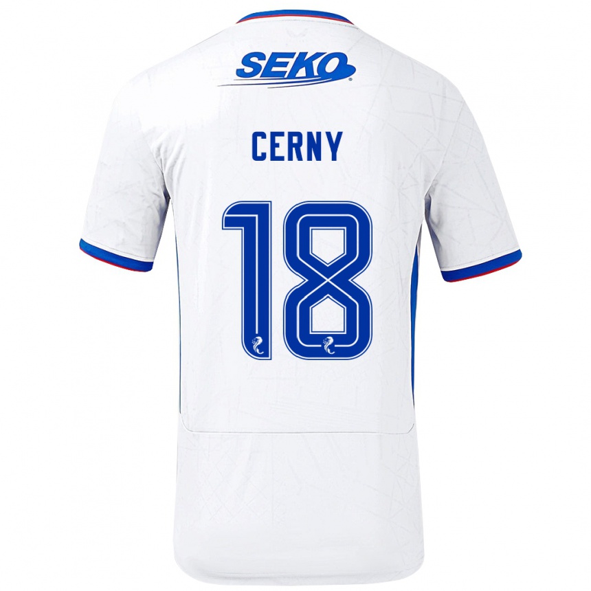 Kinder Fußball Vaclav Cerny #18 Weiß Blau Auswärtstrikot Trikot 2024/25 T-Shirt Luxemburg