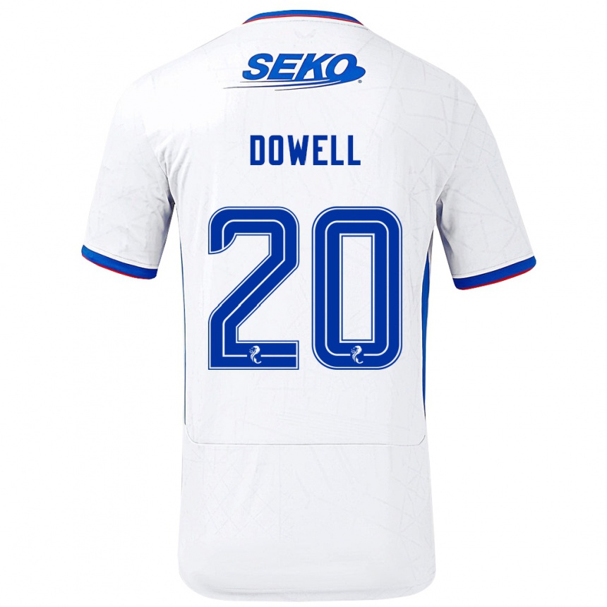 Kinder Fußball Kieran Dowell #20 Weiß Blau Auswärtstrikot Trikot 2024/25 T-Shirt Luxemburg