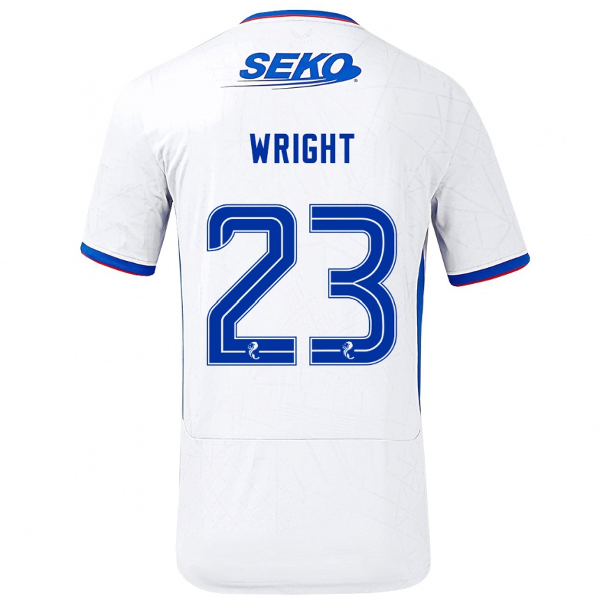 Kinder Fußball Scott Wright #23 Weiß Blau Auswärtstrikot Trikot 2024/25 T-Shirt Luxemburg