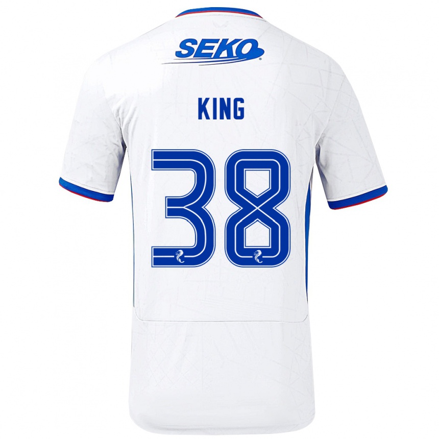 Kinder Fußball Leon King #38 Weiß Blau Auswärtstrikot Trikot 2024/25 T-Shirt Luxemburg