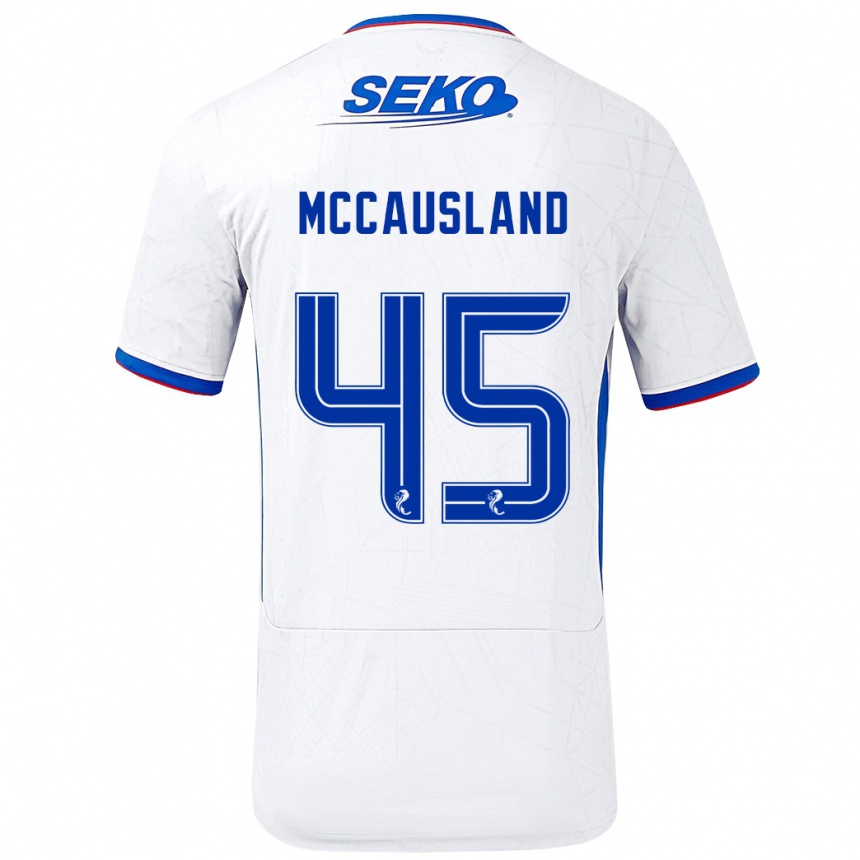 Kinder Fußball Ross Mccausland #45 Weiß Blau Auswärtstrikot Trikot 2024/25 T-Shirt Luxemburg