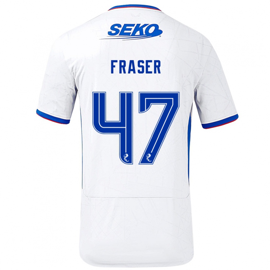 Kinder Fußball Robbie Fraser #47 Weiß Blau Auswärtstrikot Trikot 2024/25 T-Shirt Luxemburg