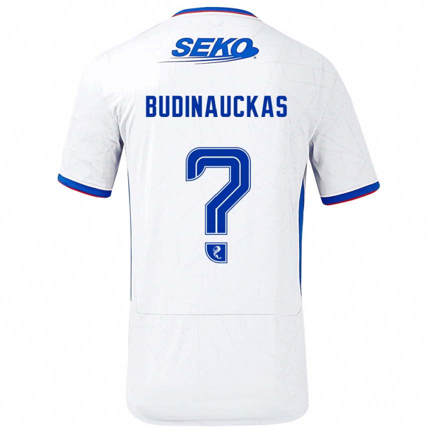 Kinder Fußball Lewis Budinauckas #0 Weiß Blau Auswärtstrikot Trikot 2024/25 T-Shirt Luxemburg