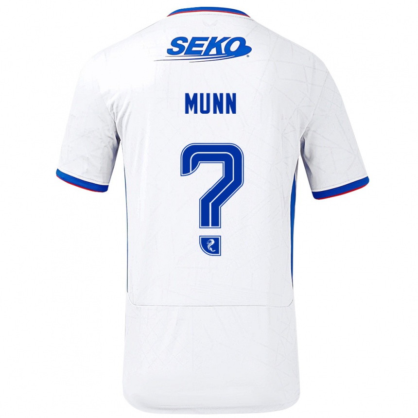 Kinder Fußball Mason Munn #0 Weiß Blau Auswärtstrikot Trikot 2024/25 T-Shirt Luxemburg