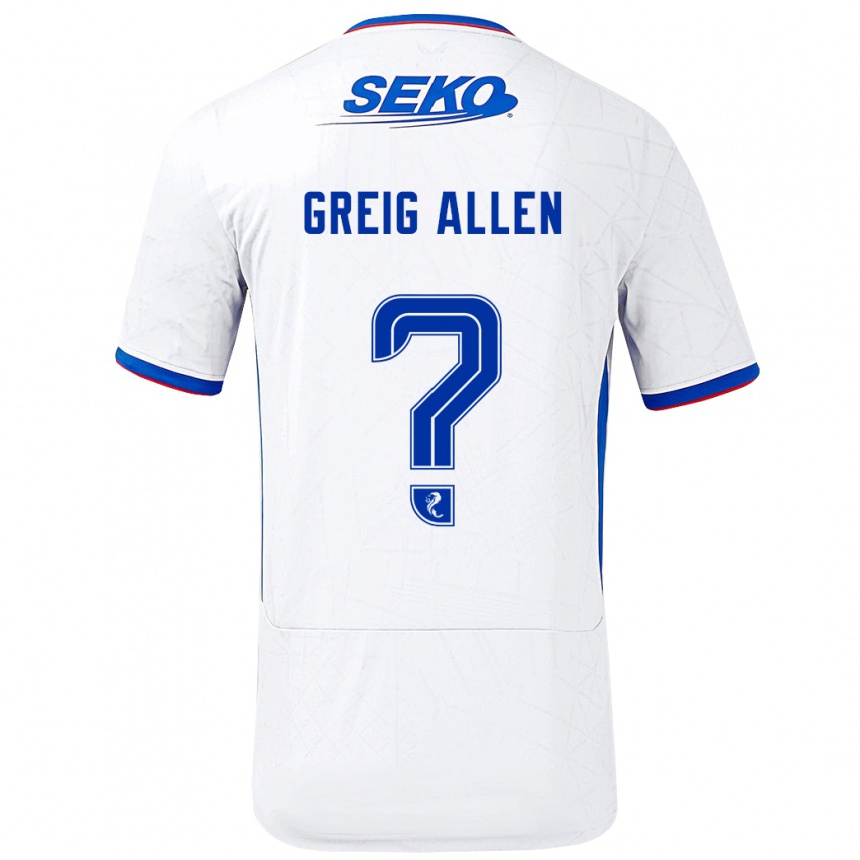 Kinder Fußball Greig Allen #0 Weiß Blau Auswärtstrikot Trikot 2024/25 T-Shirt Luxemburg