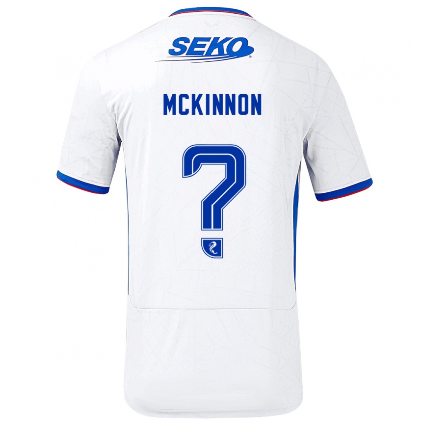 Kinder Fußball Cole Mckinnon #0 Weiß Blau Auswärtstrikot Trikot 2024/25 T-Shirt Luxemburg