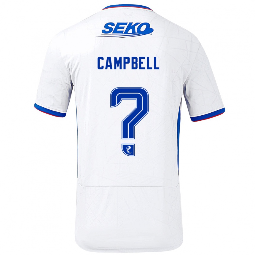 Kinder Fußball Connor Campbell #0 Weiß Blau Auswärtstrikot Trikot 2024/25 T-Shirt Luxemburg