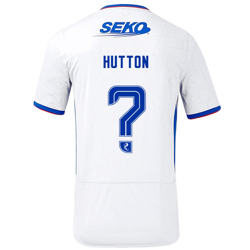 Kinder Fußball Zander Hutton #0 Weiß Blau Auswärtstrikot Trikot 2024/25 T-Shirt Luxemburg