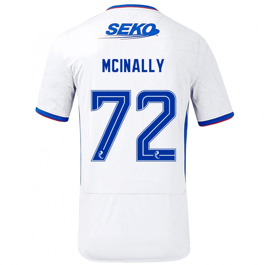 Kinder Fußball Darren Mcinally #72 Weiß Blau Auswärtstrikot Trikot 2024/25 T-Shirt Luxemburg