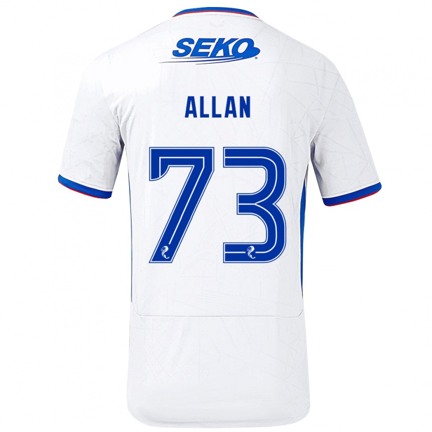 Kinder Fußball Connor Allan #73 Weiß Blau Auswärtstrikot Trikot 2024/25 T-Shirt Luxemburg