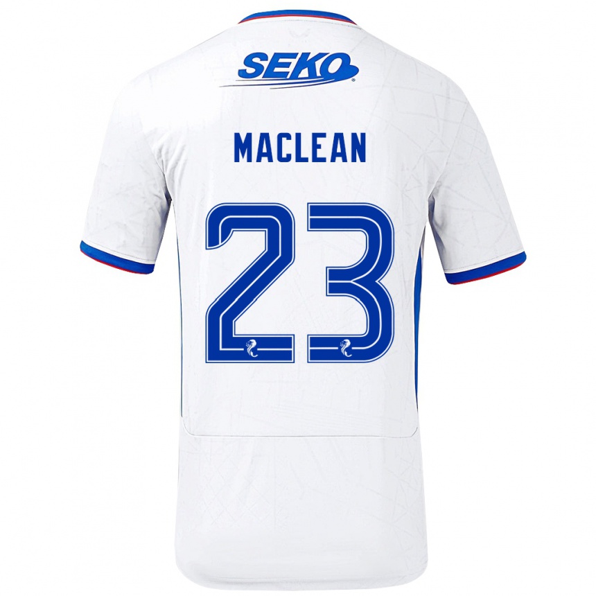 Kinder Fußball Kirsty Maclean #23 Weiß Blau Auswärtstrikot Trikot 2024/25 T-Shirt Luxemburg