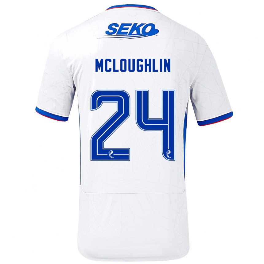 Kinder Fußball Olivia Mcloughlin #24 Weiß Blau Auswärtstrikot Trikot 2024/25 T-Shirt Luxemburg