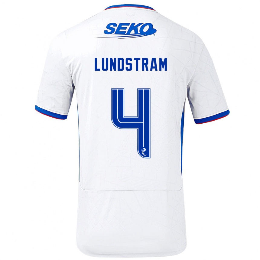 Kinder Fußball John Lundstram #4 Weiß Blau Auswärtstrikot Trikot 2024/25 T-Shirt Luxemburg