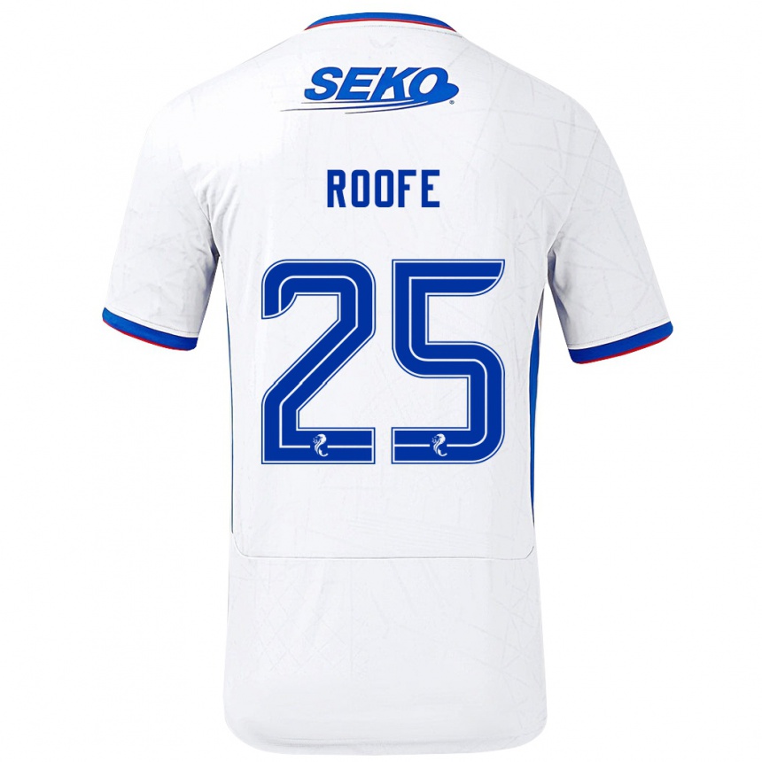 Kinder Fußball Kemar Roofe #25 Weiß Blau Auswärtstrikot Trikot 2024/25 T-Shirt Luxemburg