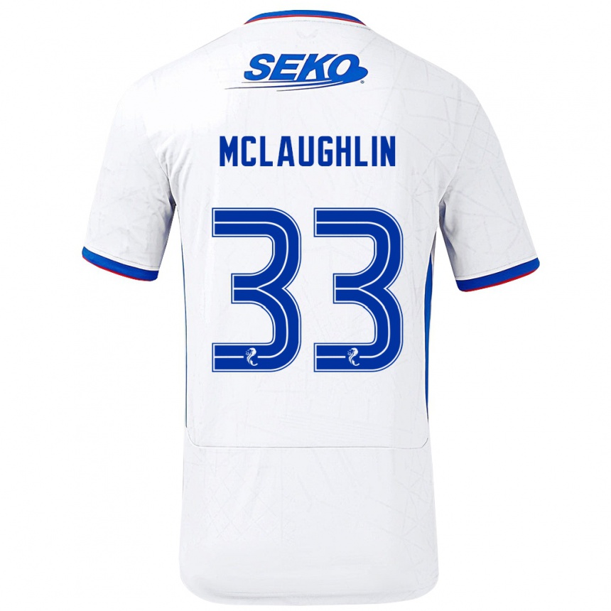 Kinder Fußball Jon Mclaughlin #33 Weiß Blau Auswärtstrikot Trikot 2024/25 T-Shirt Luxemburg