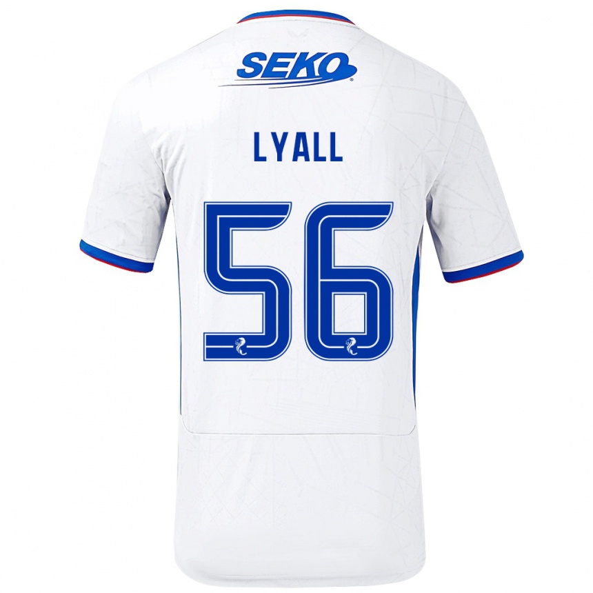 Kinder Fußball Arron Lyall #56 Weiß Blau Auswärtstrikot Trikot 2024/25 T-Shirt Luxemburg