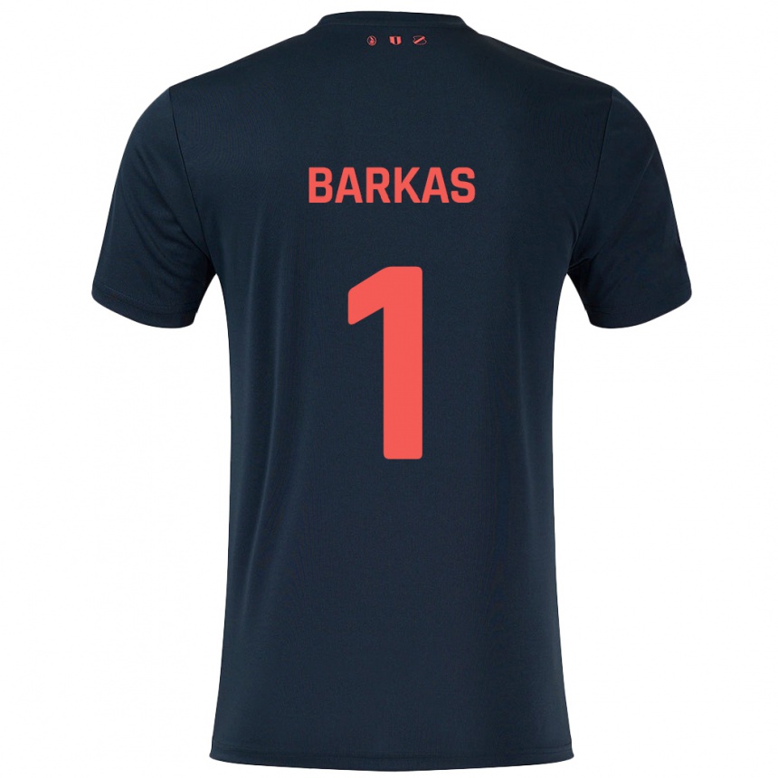 Kinder Fußball Vasilios Barkas #1 Schwarz Rot Auswärtstrikot Trikot 2024/25 T-Shirt Luxemburg