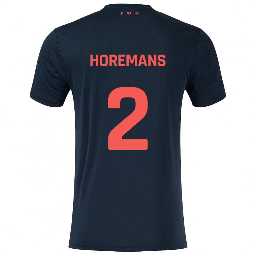 Kinder Fußball Siebe Horemans #2 Schwarz Rot Auswärtstrikot Trikot 2024/25 T-Shirt Luxemburg