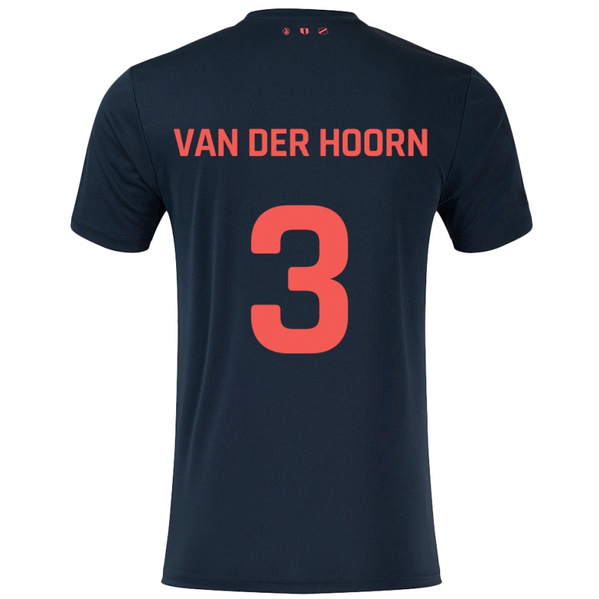 Kinder Fußball Mike Van Der Hoorn #3 Schwarz Rot Auswärtstrikot Trikot 2024/25 T-Shirt Luxemburg