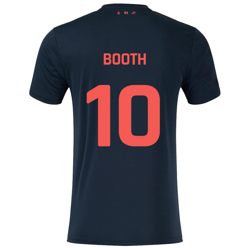 Kinder Fußball Taylor Booth #10 Schwarz Rot Auswärtstrikot Trikot 2024/25 T-Shirt Luxemburg