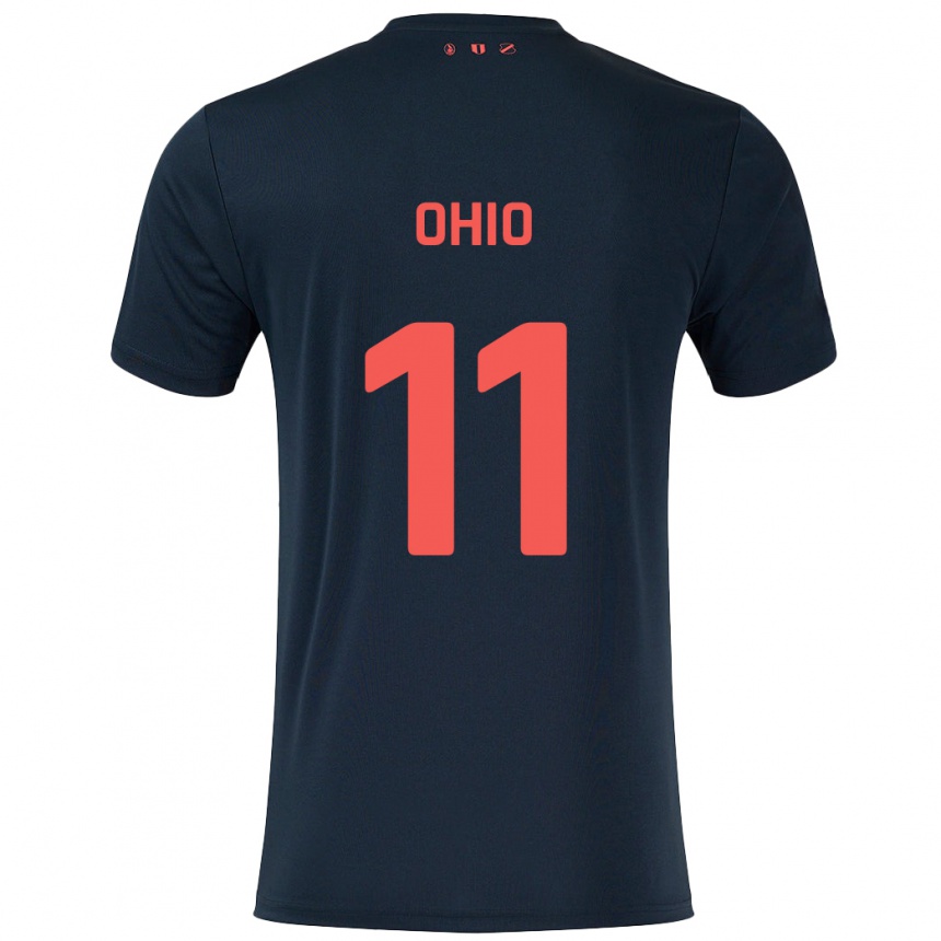 Kinder Fußball Noah Ohio #11 Schwarz Rot Auswärtstrikot Trikot 2024/25 T-Shirt Luxemburg