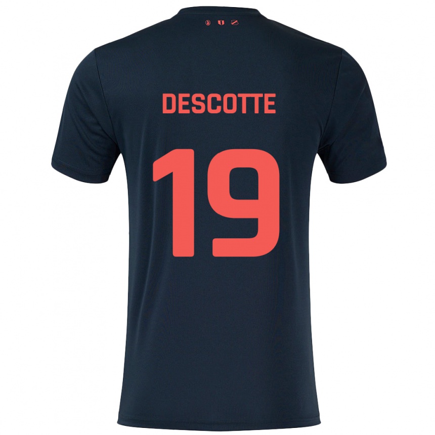 Kinder Fußball Anthony Descotte #19 Schwarz Rot Auswärtstrikot Trikot 2024/25 T-Shirt Luxemburg